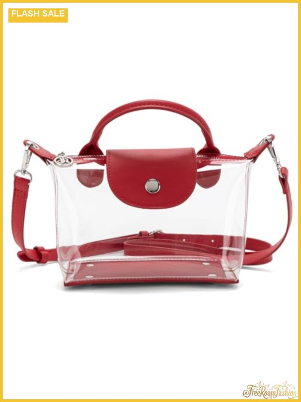Clear Stadium Approved Crossbody Bag Vegan Leather Trim
